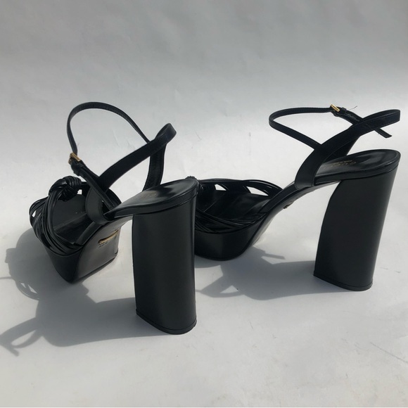 Gucci Allie Platform Sandals 39.5/9 Women’s 5” heel black open toe - Picture 3 of 6